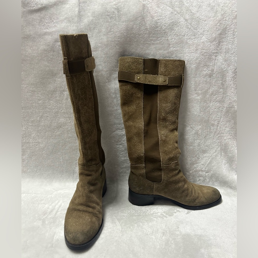 Women’s Franco Sarto brown suede leather low block heel Boots 7.5